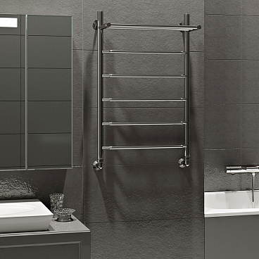 Полотенцесушитель водяной MyFrea MyParis 800х500 мм лесенка с полкой хром