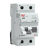 Автомат дифференциальный EKF Averes DVA-6 16А 1P+N тип A 30 мА 6 кА (rcbo6-1pn-16C-30-a-av)