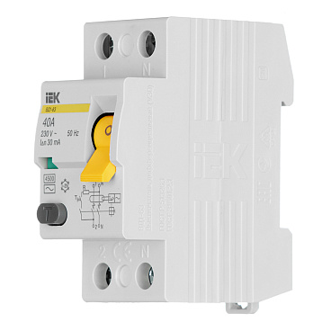 УЗО IEK Karat ВД1-63 40А 1P+N тип AC 30 мА 4,5 кА (MDV10-2-040-030)