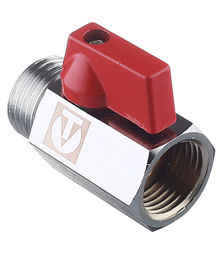 Кран шаровой латунный Valtec 1/2 ВР(г) х 1/2 НР(ш) мини прямой (VT.331.N.04)