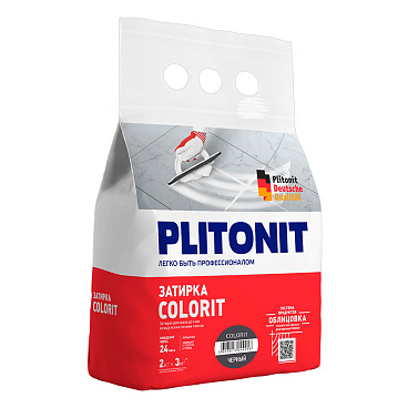 Затирка цементная эластичная Plitonit Colorit Premium черная пакет 2 кг