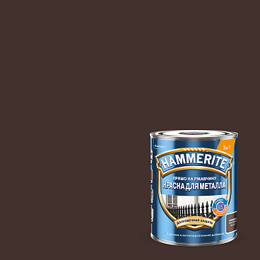 Грунт-эмаль по ржавчине 3в1 Hammerite коричневый RAL 8017 гладкая глянцевая 0,75 л