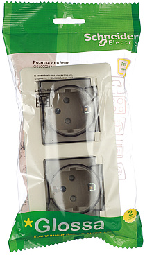 Розетка Systeme Electric Glossa встраиваемая бежевая со шторками с крышкой (GSL000247)