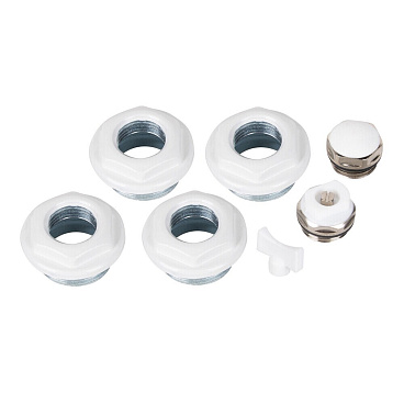 Набор присоединительный Royal Thermo 1" х 1/2" для радиатора белый 7 предметов (RT1/2W)