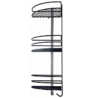 Полка для ванной Металаксон угловая трехъярусная с крючками 270х585х200 мм металл черная (48991-3ЧМ)