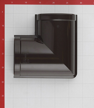 Угол желоба Docke Lux пластиковый d140 мм 90° шоколад RAL 8019