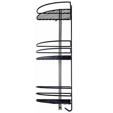 Полка для ванной Металаксон угловая трехъярусная с крючками 270х585х200 мм металл черная (48991-3ЧМ)