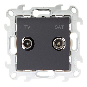 Розетка телевизионная Simon 24 Harmonie встраиваемая графит TV/ SAT (2410487-038)