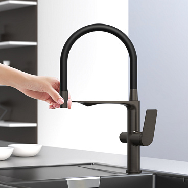 Смеситель для кухни Tokito Mitsuishi графит с гибким изливом с подключением к фильтру однорычажный (TOK-MIT-1012GM)