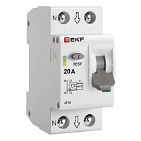 Устройство защиты от дугового пробоя EKF PROxima 20-pro 2P 20А 230 В на DIN-рейку (afdd-2-20-pro)