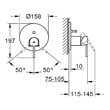 Смеситель для душа Grohe Plus скрытый монтаж внешняя часть 2 положения (24060003)