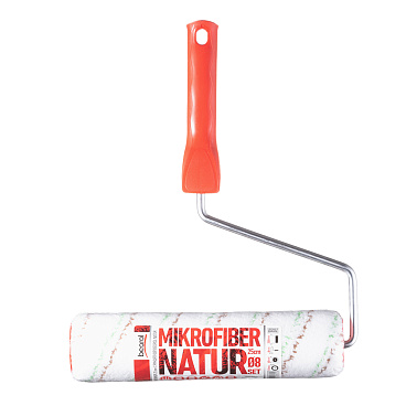 Валик микрофибра 250 мм d45 мм ворс 11 мм для водной основы с ручкой Beorol Natur