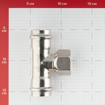 Тройник Valtec (VTi.932.I.280628) 28 мм х 1 ВР(г) х 28 мм нержавеющая сталь