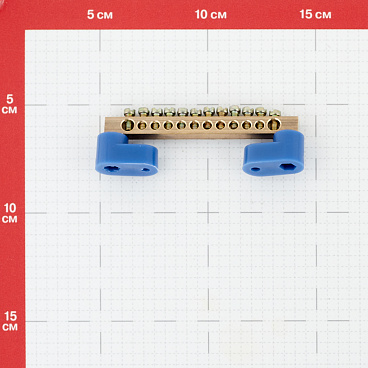 Шина нулевая на 2-х угловых изоляторах EKF PROxima 6х9 мм 12 отверстий синяя (sn0-63-12-2-r)