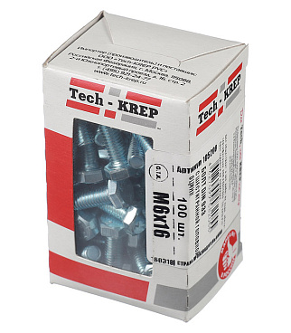 Болт оцинкованный M6x16 мм DIN 933 (100 шт.)