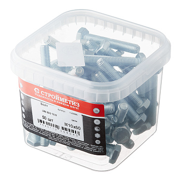 Болт оцинкованный M10x60 мм DIN 933 10,9 (50 шт.)