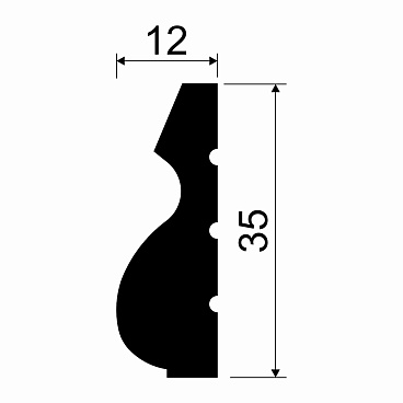 Молдинг из экополимера ударопрочный 35х12х2000 мм Cosca МX014 белый