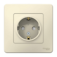 Розетка Systeme Electric Blanca встраиваемая молочная со шторками (BLNRS001112)