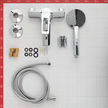 Смеситель для ванны Lavelly Prime хром однорычажный с коротким изливом с лейкой (672210)