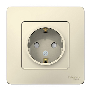 Розетка Systeme Electric Blanca встраиваемая молочная со шторками (BLNRS001112)