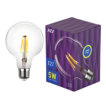 Лампа светодиодная филаментная Rev E27 2700К 5 Вт 515 Лм 220 В шар G95 прозрачная