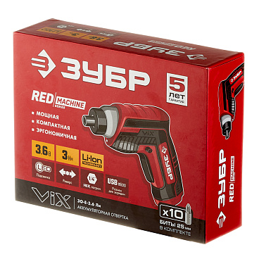 Отвертка аккумуляторная Зубр ЗО-Е-3.6 Ли 3,6В 1,3Ач Li-Ion 1 АКБ и ЗУ