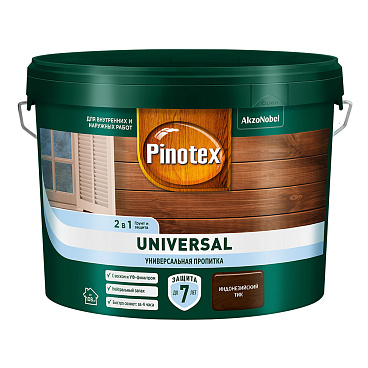 Антисептик Pinotex Universal 2 в 1 декоративный для дерева индонезийский тик 9 л