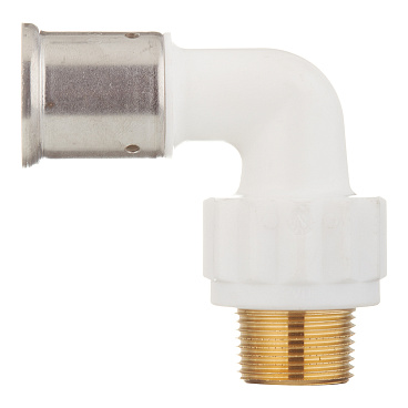 Угол Henco (5PKW-2605) 26(пресс) х 3/4 НР(ш) PVDF белый