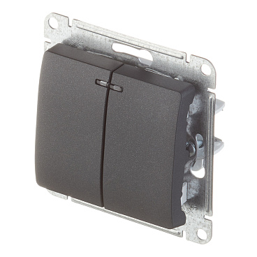 Выключатель Systeme Electric Glossa двухклавишный встраиваемый антрацит с подсветкой (GSL000753)