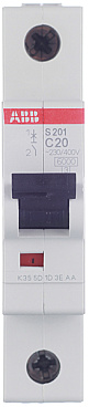 Автоматический выключатель модульный ABB S201 1P 20А тип C 6 кА 220 В (2CDS251001R0204)