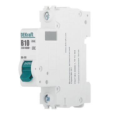 Автоматический выключатель модульный Dekraft BA-101 1P 10А тип B 4,5 кА 230/400 В (11005DEK)