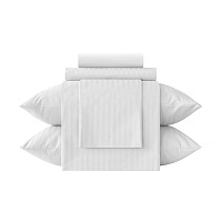 Комплект постельного белья 2-спальный страйп-сатин Verossa Stripe белый с простыней 220х240 см