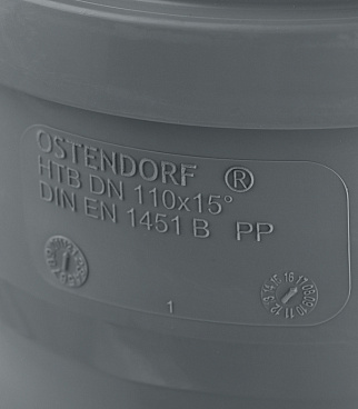 Отвод Ostendorf HTB d110 мм 15° пластиковый для внутренней канализации (115100)