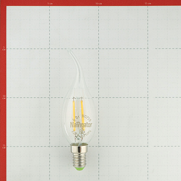 Лампа светодиодная филаментная Navigator E14  2700К 6 Вт 650 Лм 220 В свеча на ветру прозрачная