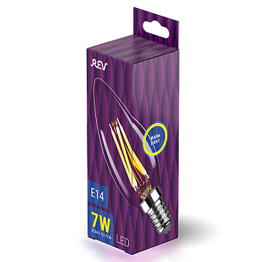 Лампа светодиодная филаментная Rev E14  2700К 7 Вт 220 В свеча