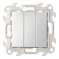 Выключатель Simon 24 Harmonie трехклавишный встраиваемый алюминий (2450391-033)