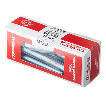 Болт оцинкованный M12x80 мм DIN 933 (10 шт.)