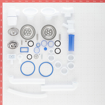 Сифон для двойной мойки Wirquin Virplast 3 1/2х40 мм с выпуском d114 мм с отводом с переливом с фильтр-пробкой (30987088)