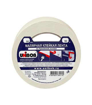 Лента малярная Unibob белая 50 мм 50 м (81646/28139)