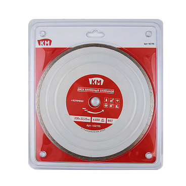 Диск алмазный по керамике КМ 230х22,2х2,6 мм сплошной мокрый рез СТМ