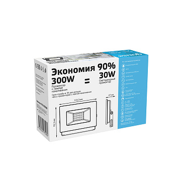 Прожектор светодиодный Gauss Elementary ДО-30 6500К 30 Вт IP65 черный