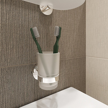 Стакан для ванной Iddis Sena с держателем стекло матовый/металл хром (SENSSG1i45)