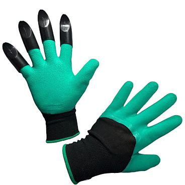 Перчатки нейлоновые с латексным обливом Садовые зеленые XL