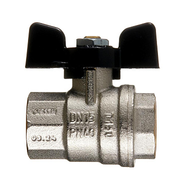 Кран шаровой латунный Bugatti 1/2 ВР(г) х 1/2 ВР(г) бабочка прямой (03020181)