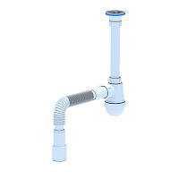 Сифон для раковины АНИ пласт 1 1/4х40 мм с выпуском d65 мм с соединением 40/50 мм (C1015)