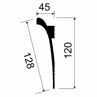 Плинтус потолочный из экополимера ударопрочный 120х45х2000 мм Cosca KX003