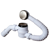 Сифон для ванны McAlpine 1 1/2х50 мм регулируемый полуавтомат с выпуском d70 мм клик-клак с переливом с соединением 40/50 мм (MRB11-SN)