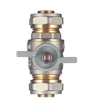 Кран шаровой латунный 20 обж(ц) х 20 обж(ц) для металлопластиковых труб бабочка прямой