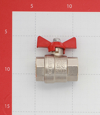 Кран шаровой латунный Valtec Base 3/4 ВР(г) х 3/4 ВР(г) бабочка прямой (VT.217.N.05)