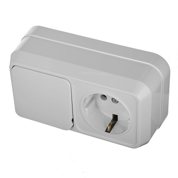 Блок выключатель и розетка Makel Siva Ustu одноклавишный накладной белый (451A1)